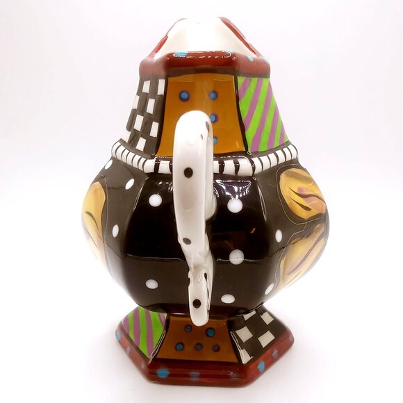 Studio Designworks Ceramic Creamer Pitcher Hand Painted Flower Pattern 5.25" H - Picture 4 of 11